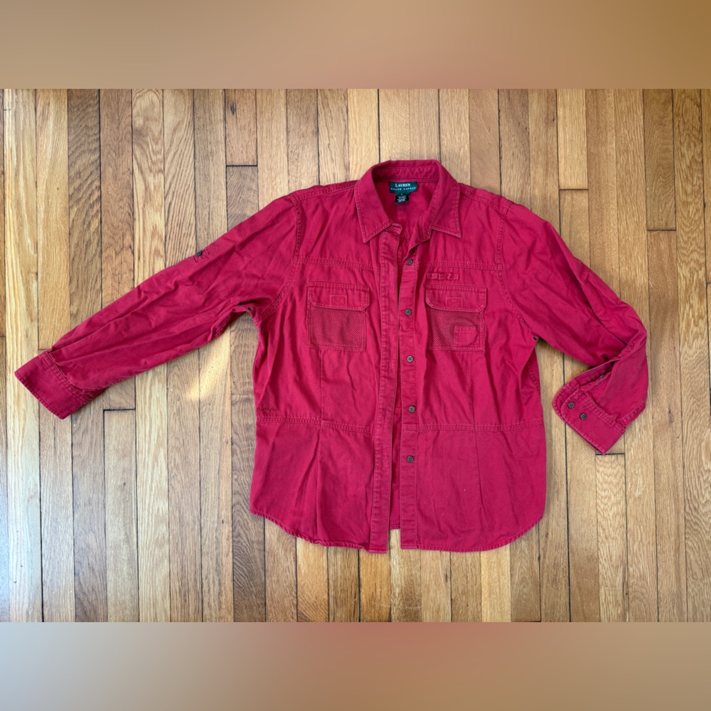 Lauren Ralph Lauren red button down safari shirt
